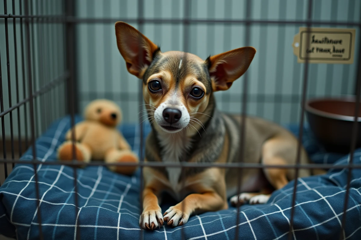 Petit chien Chihuahua en attente d'adoption dans un refuge canin près de Langon en Gironde