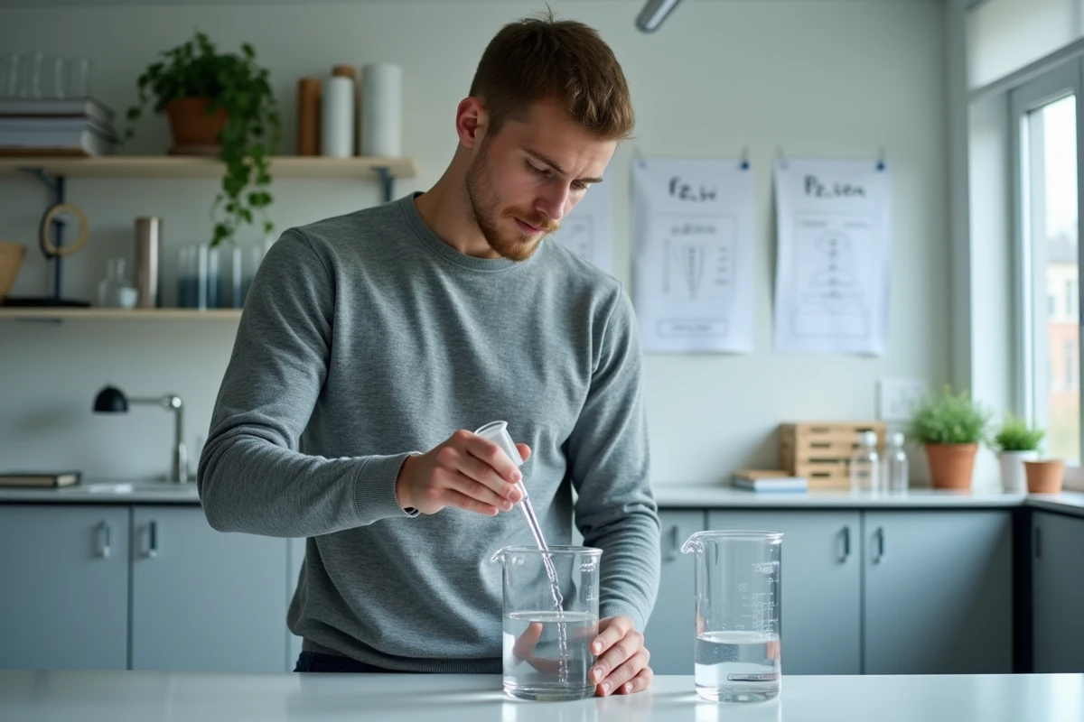 Jeune homme versant de l